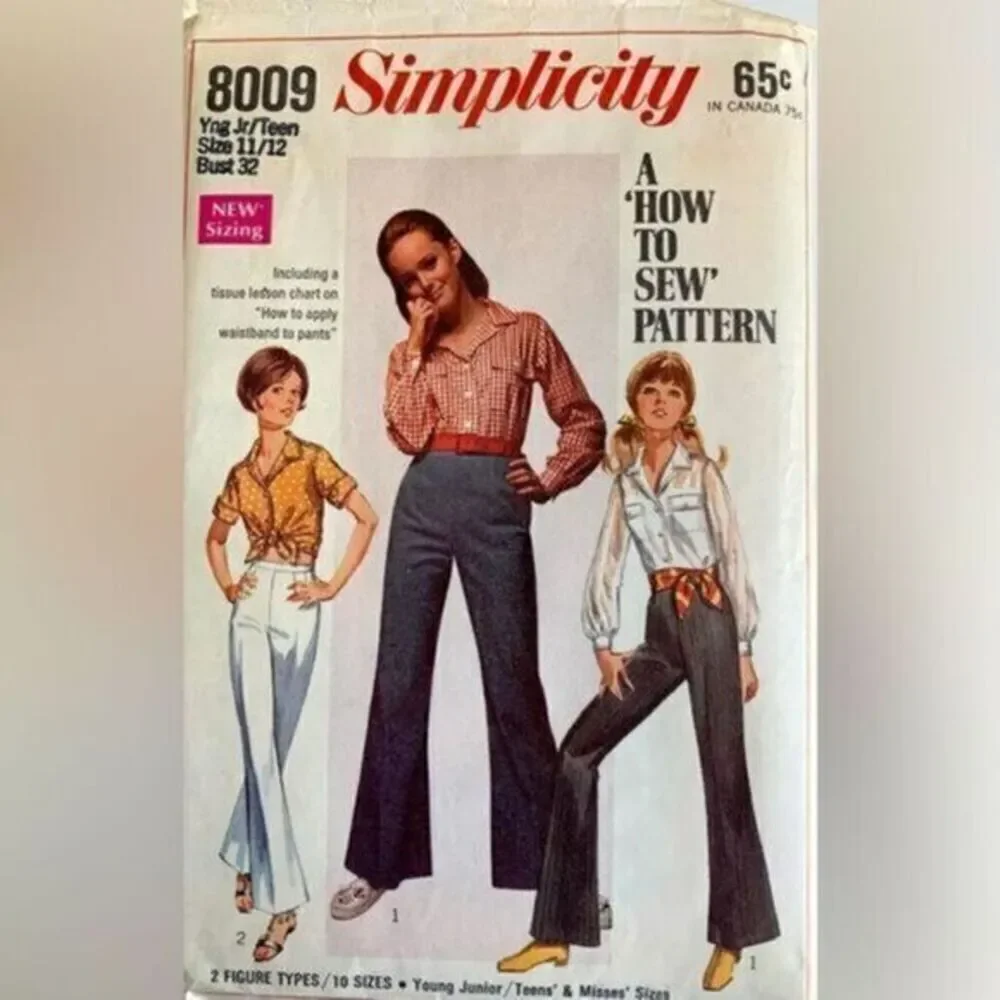 60’s Shirt/Bell Bottom Pants Simplicity 8009 Sewing Pattern - Size 11/12